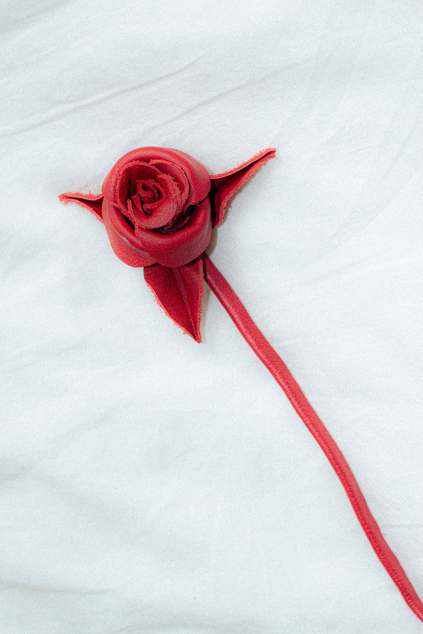 Red Leather Rose Choker