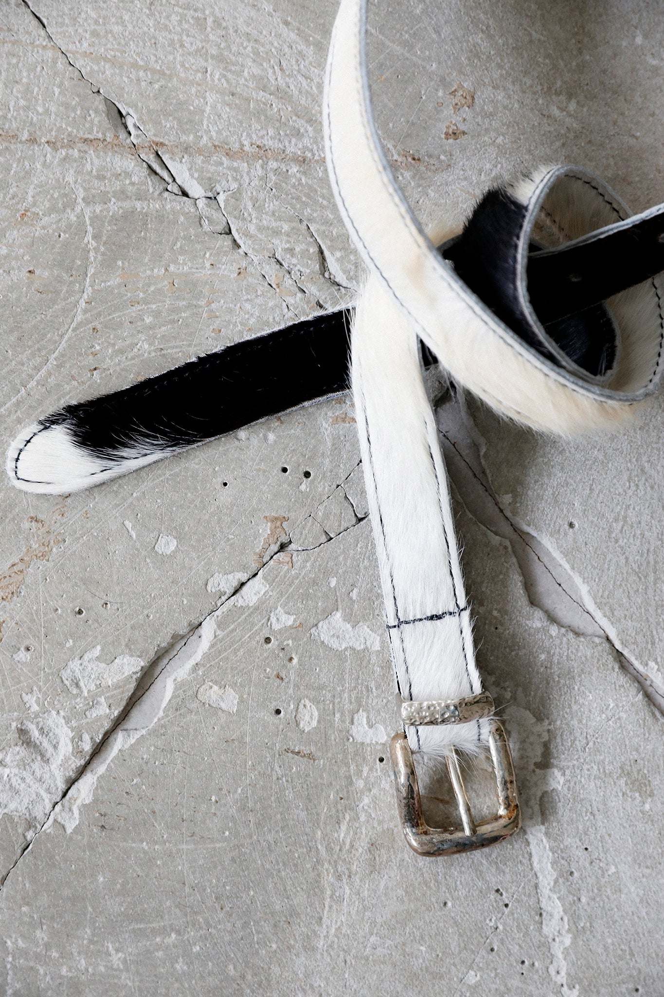 Cowhide Leather Belt Black&White