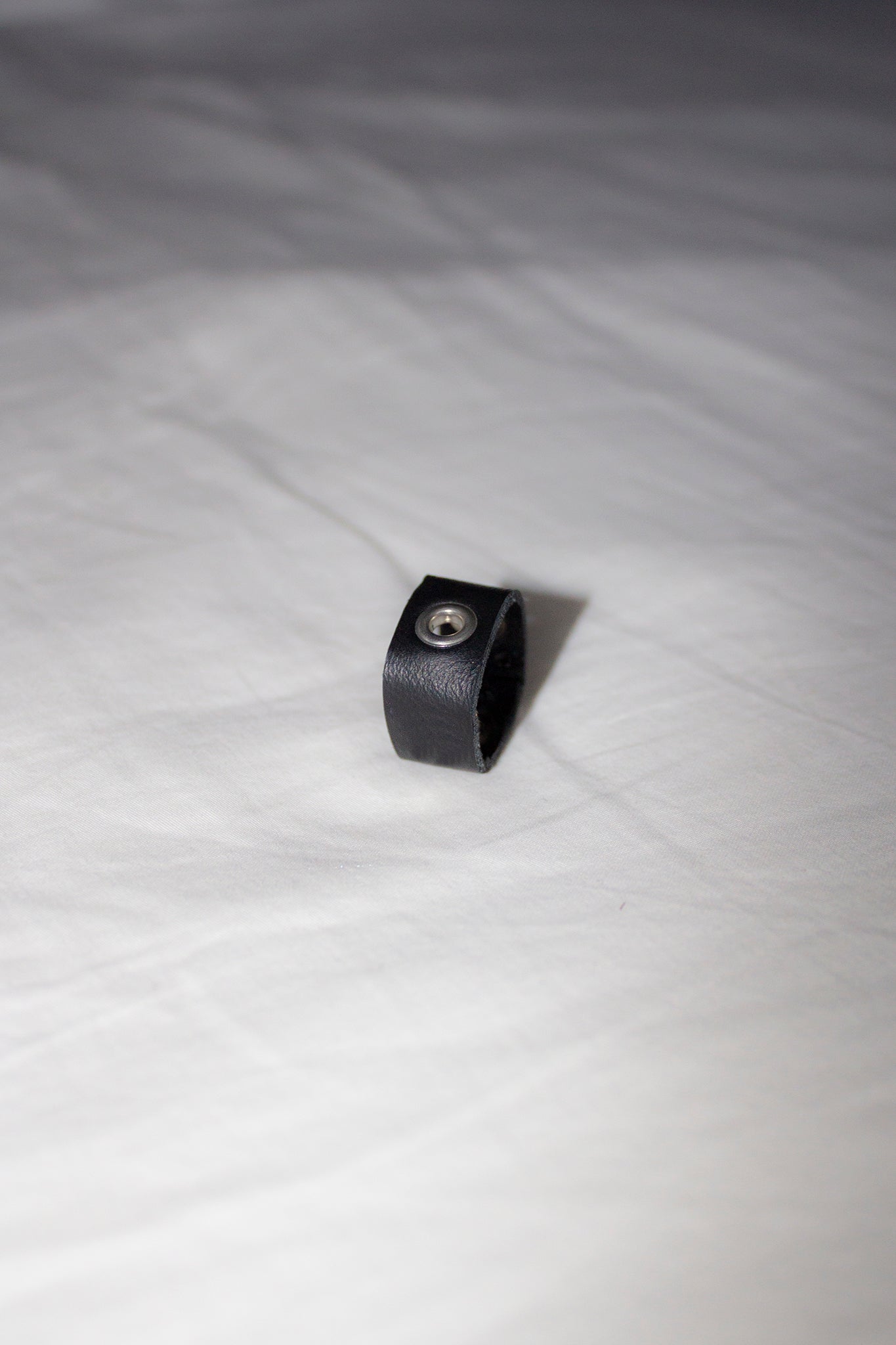 Pierced Leather Ring Black