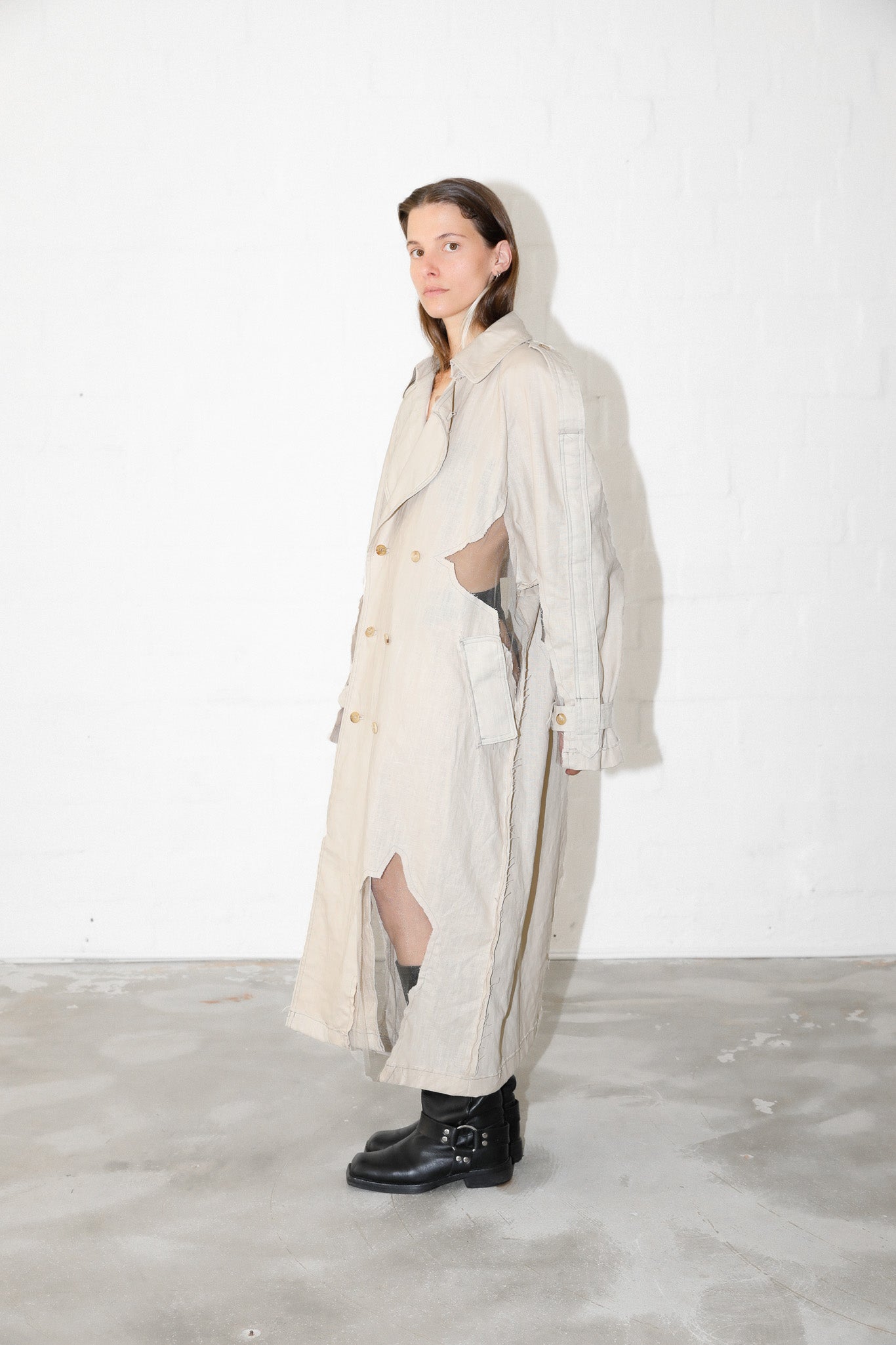 Beige Raw Mesh 80s Coat