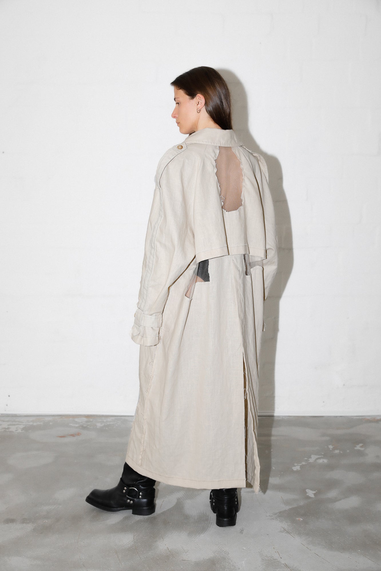 Beige Raw Mesh 80s Coat