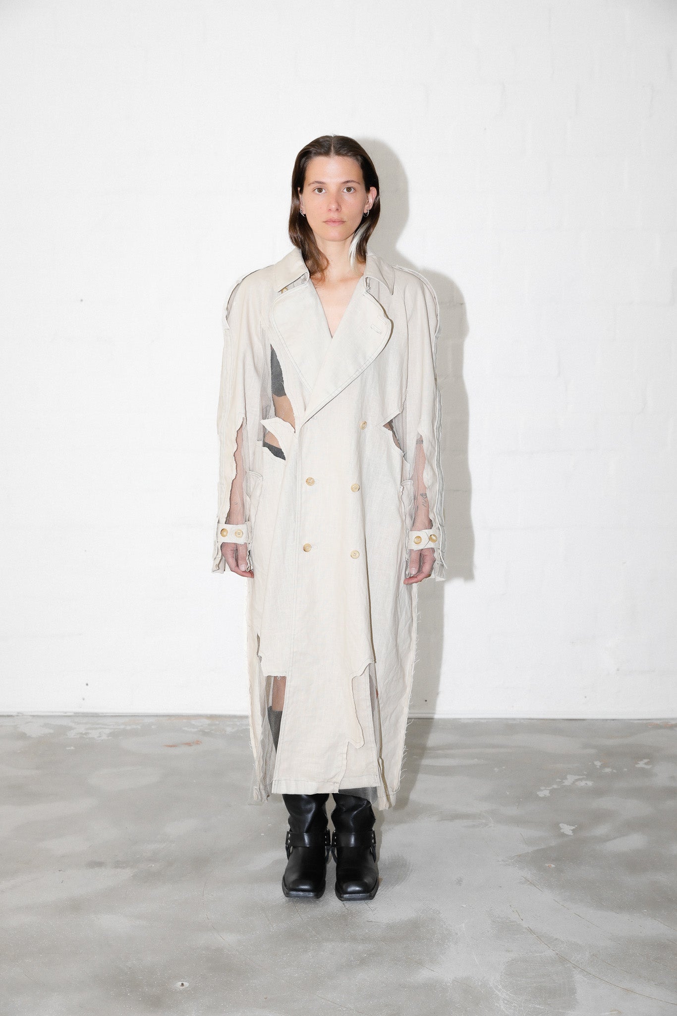 Beige Raw Mesh 80s Coat