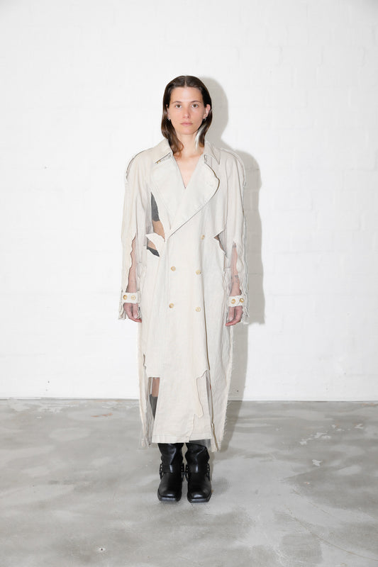 Beige Raw Mesh 80s Coat