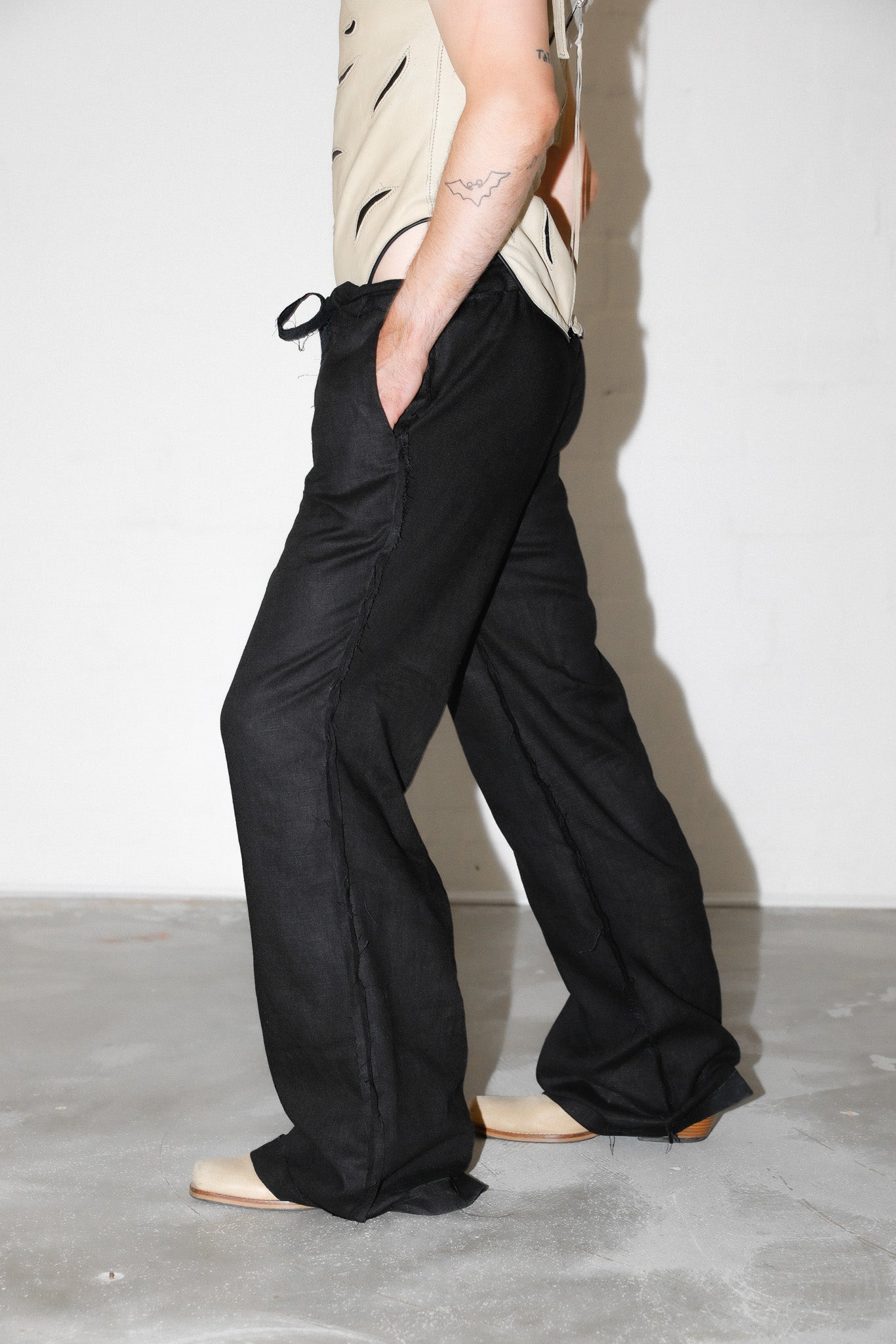 Black Raw 70s Trousers