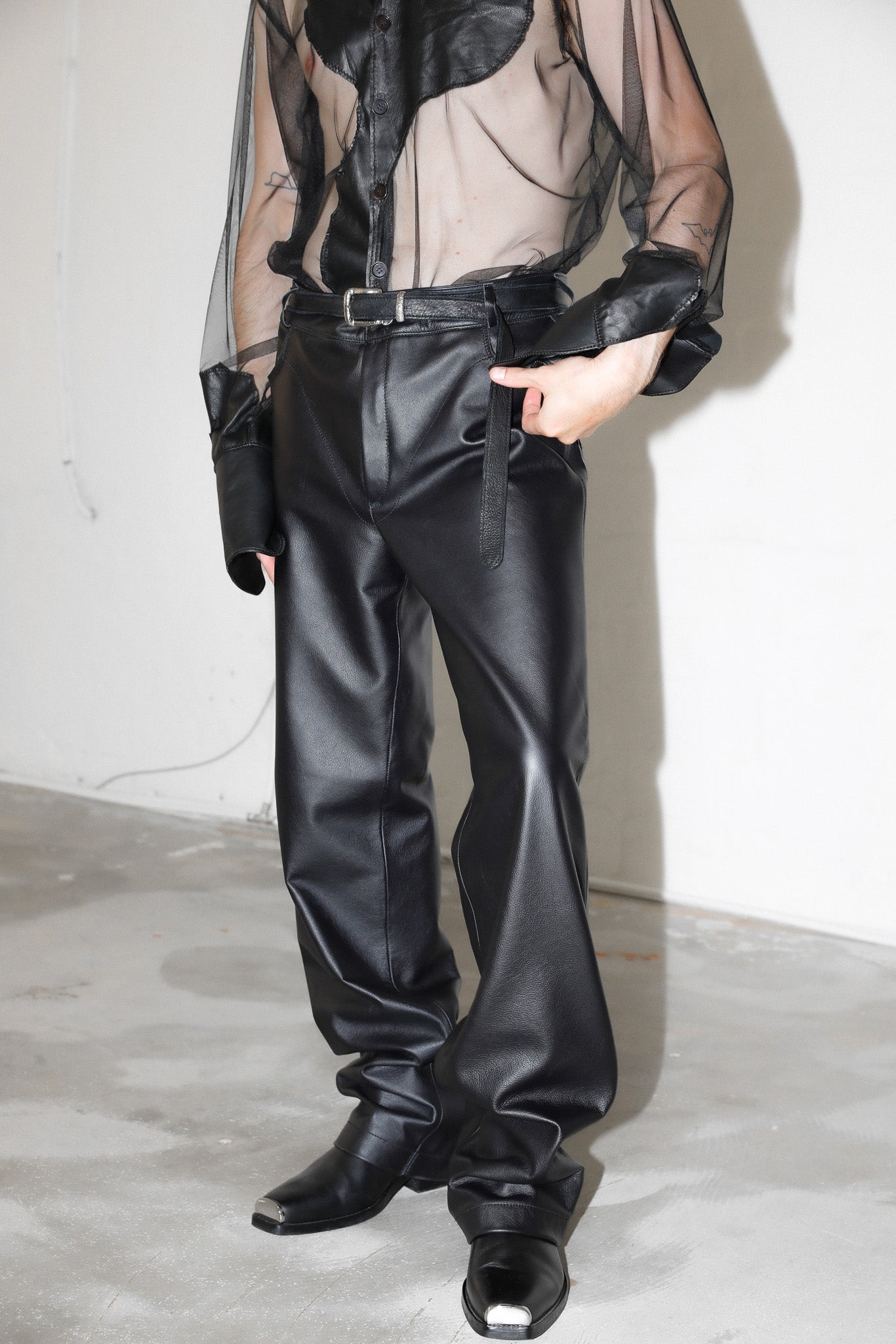 Black Strap Trousers