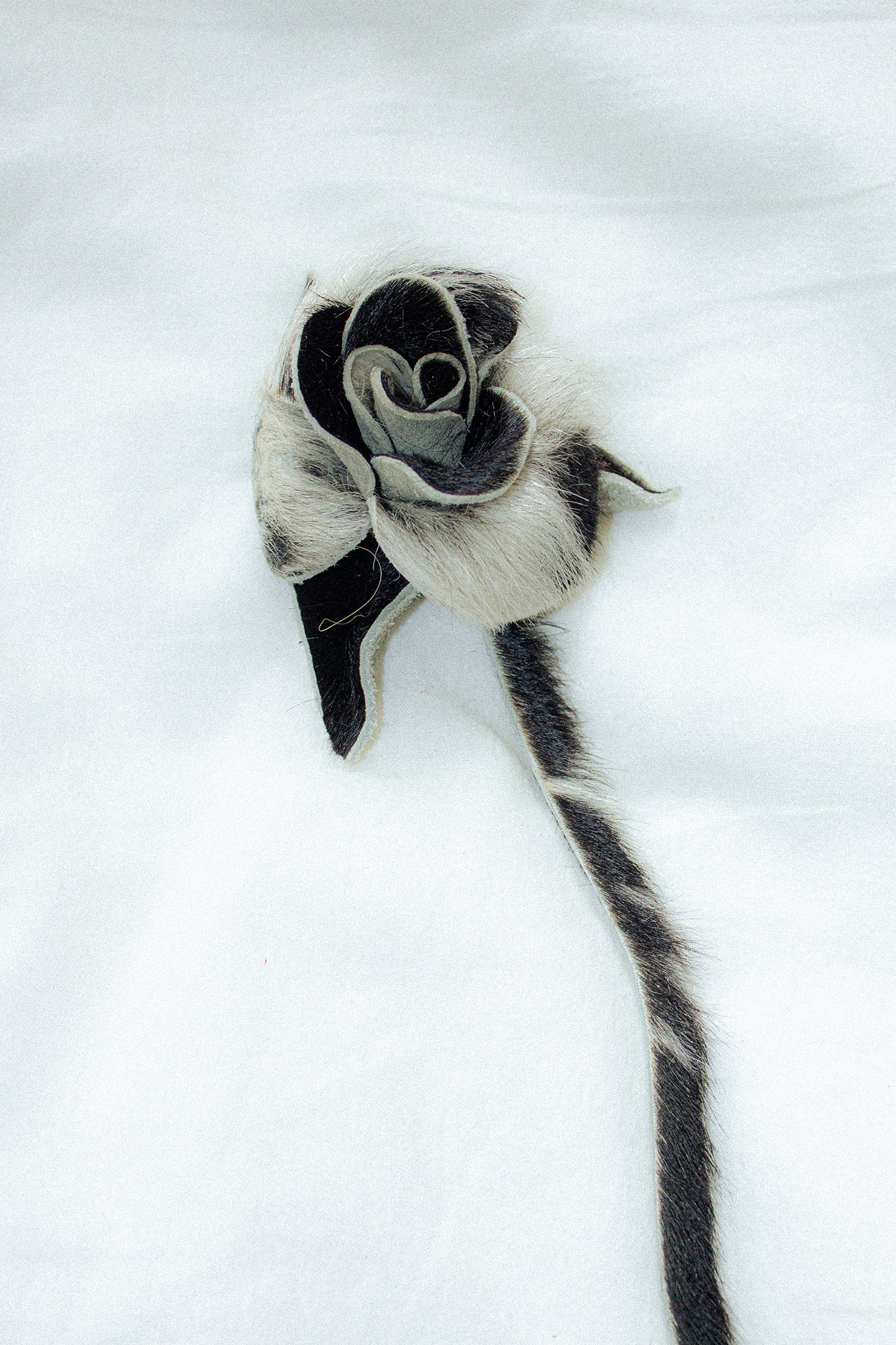 Cowhide Leather Rose Black&White