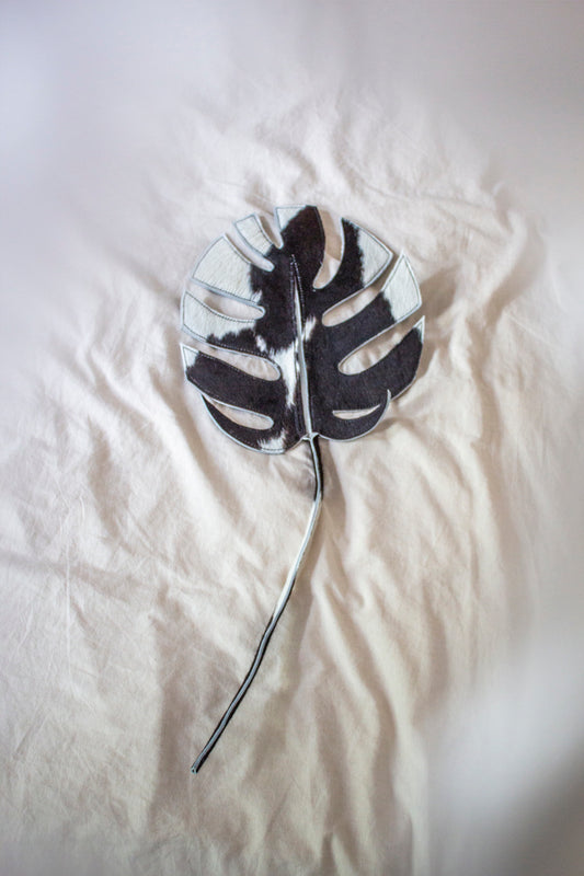 Cowhide Monstera Deliciosa Black&White