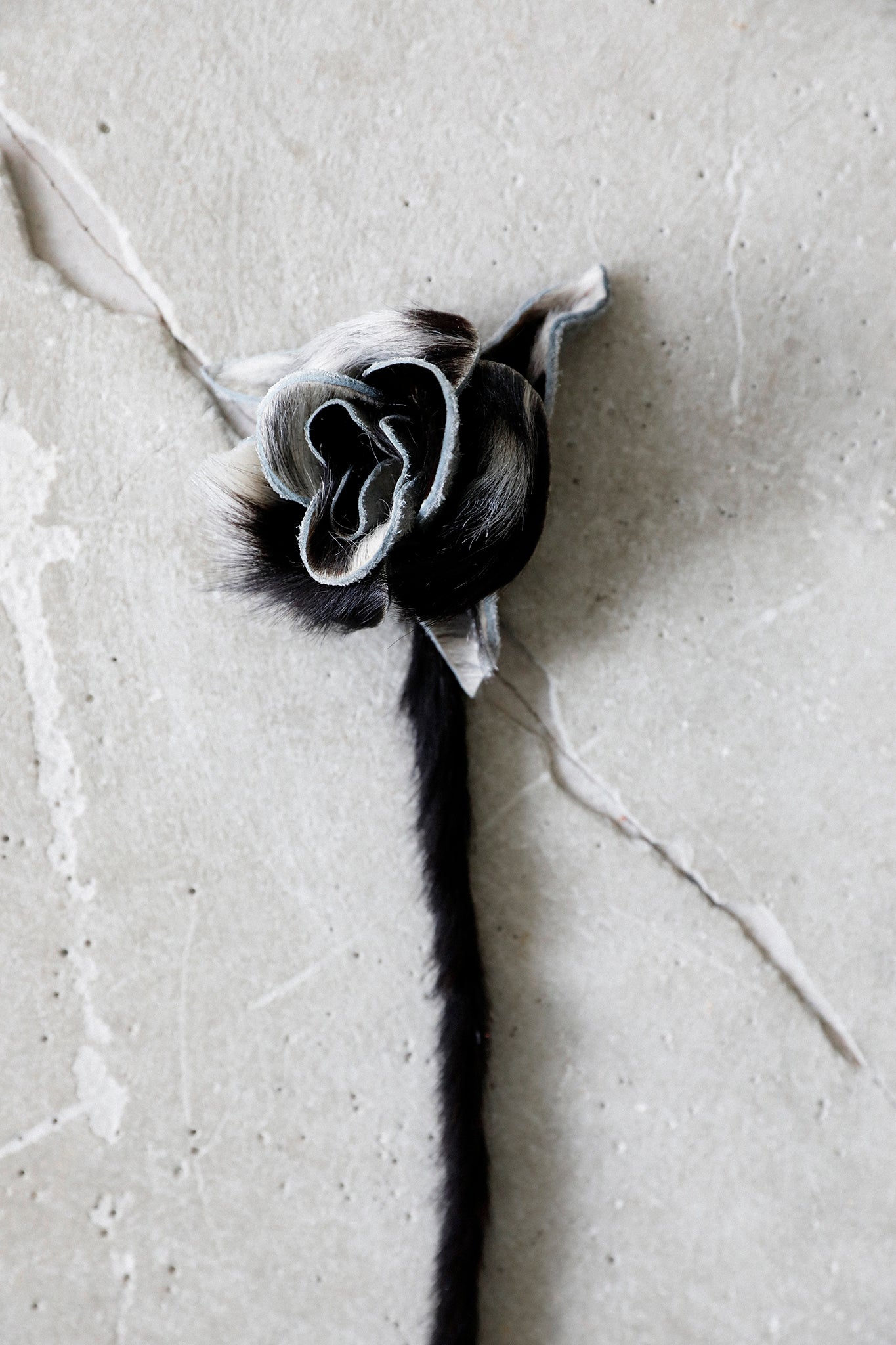 Cowhide Leather Rose Black&White