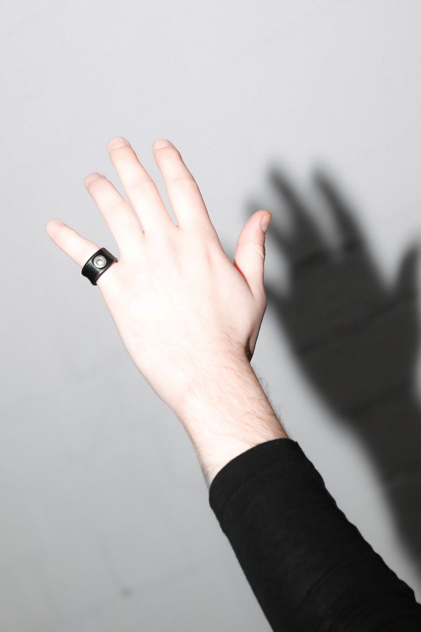 Pierced Leather Ring Black