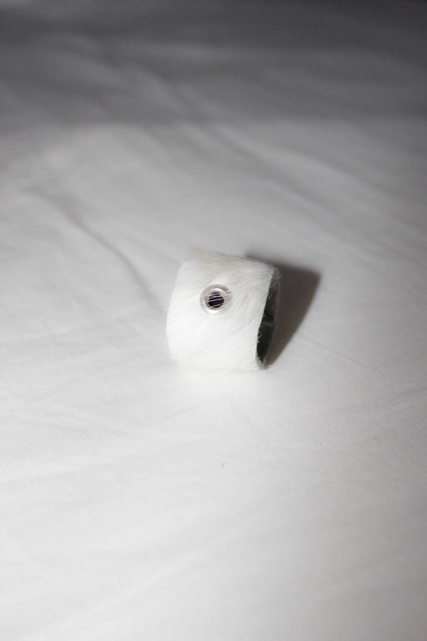 Pierced Thick Cowhide Ring White